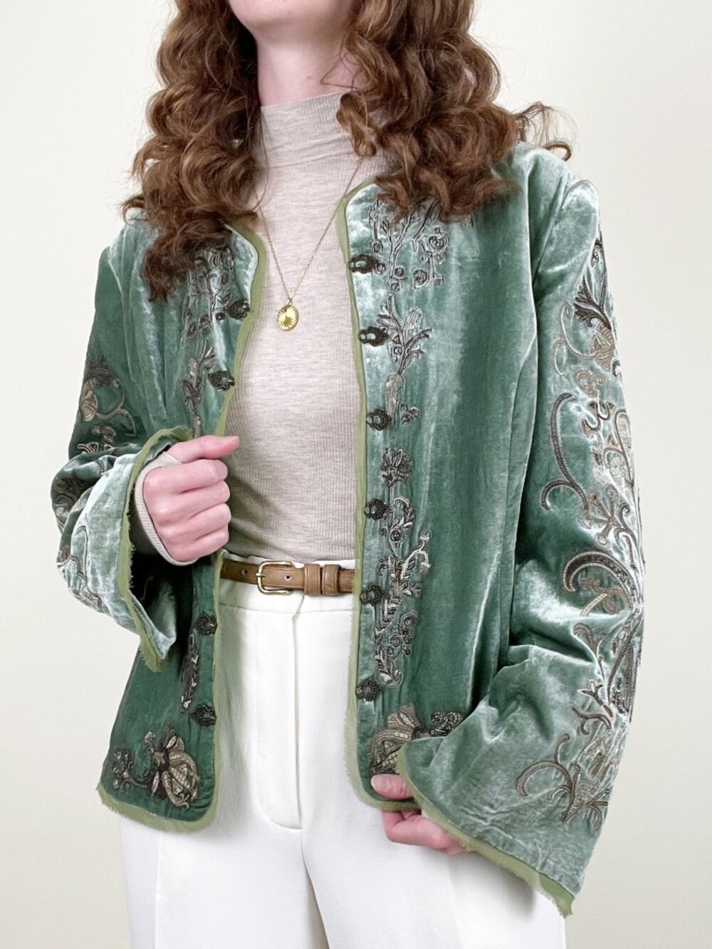 Vintage Y2K Whimsigoth Embroidered Velvet Blazer Jacket Coat Romantic Whimsical